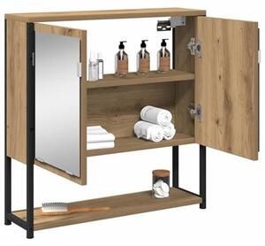 Zrcadlová skříňka do koupelny, Imitace "Artisan" (dubové dřevo), rozměry 60x16x60 cm, materiál: MDF. Koupelnová skříňka, zrcadlo, nástěnná skříňka pro kosmetiku a hygienické potřeby. Číslo produktu: 862224