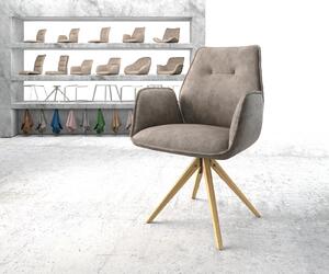 DELIFE Otočná židle Zoa-Flex taupe vintage mikrovlákno dřevěná podnož hranatá otočná
