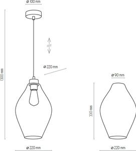 TK Lighting Tulon závěsné svítidlo 1x60 W černá-průhledná 4190