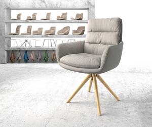DELIFE Otočná židle Abelia-Flex s područkou světle šedá plochá tkanina dřevěná podnož zaoblená