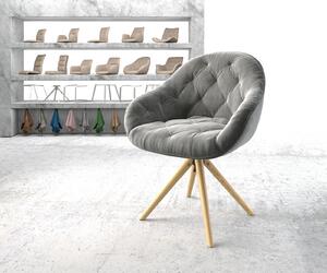 DELIFE Otočná židle Gaio-Flex šedý samet dřevěná podnož zaoblená