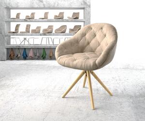 DELIFE Otočná židle Gaio-Flex béžový vintage mikrovlákno dřevěná podnož zaoblená