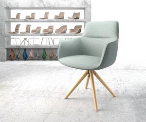 DELIFE Otočná židle Pejo-Flex mentolová plochá tkanina dřevěná podnož zaoblená