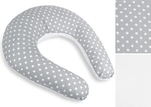 BELLATEX Povlak na kojicí polštář na zip puntík - šedá, bílá po obvodu 180 cm ( pouze povlak )