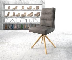 DELIFE Otočná židle Pela-Flex antracitová vintage mikrovlákno dřevěná podnož zaoblená