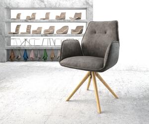 DELIFE Otočná židle Zoa-Flex antracitová vintage mikrovlákno dřevěná podnož zaoblená