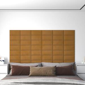 Nástěnné panely 12 ks hnědé 30 x 15 cm samet 0,54 m²
