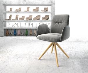 DELIFE Otočná židle Vinja-Flex šedý samet dřevěná podnož zaoblená