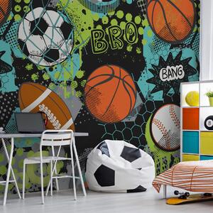 Fototapety Abstrakce se sportovními míči, Fototapety teen room, Fototapety pro dospívajícího chlapce, u99729 : uwalls.cz