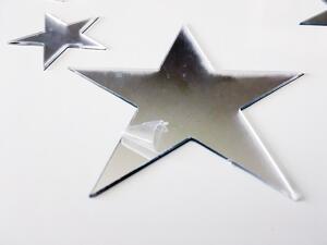 20 stříbrných zrcadlových hvězdiček 20 ks 3 cm až 6,5 cm