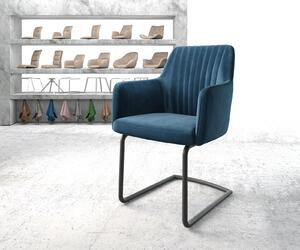 DELIFE Jídelní židle Greg-Flex modrý samet konzolová podnož kulatá černá