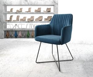 DELIFE Jídelní židle Greg-Flex modrý samet podnož ve tvaru 