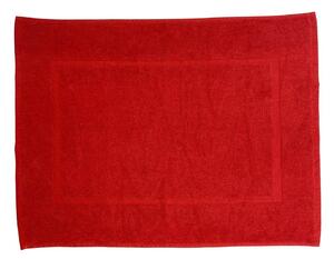 Koupelnová přeložka Comfort v červené barvě. Rozměr předložky je 50x70 cm