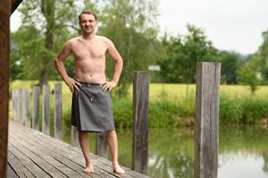 Nelly pánský lněný saunový kilt, barva šedá, velikost 82-125cm