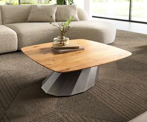 DELIFE Konferenční stolek Edge Boot 90x90 cm dub přírodní švýcarská hrana Parabi Metallic stříbrná