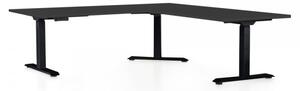 Výškově nastavitelný stůl OfficeTech Angle, 180 + 120 cm, černá podnož