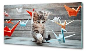 Panel lacobel Kočka ptáci z papíru pksh-66724934