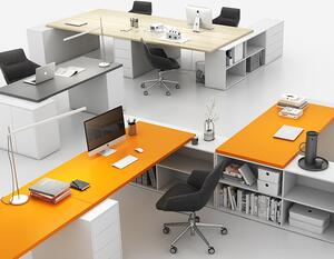Kancelářský psací stůl s úložným prostorem BLOCK B05, bílá/dub přírodní