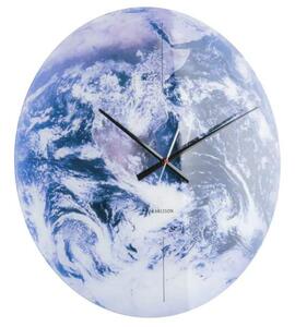 Nástěnné hodiny skleněné Earth 60 cm Země modré Karlsson (Barva - modré, sklo)