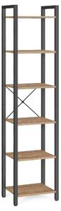 REGÁL, černá, barvy vlašských ořechů, ocel, 40/186/30 cm Boxxx - Knihovny, Online Only