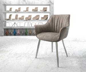 DELIFE Jídelní židle Keila-Flex s područkou taupe vintage zaoblená podnož z nerezové oceli