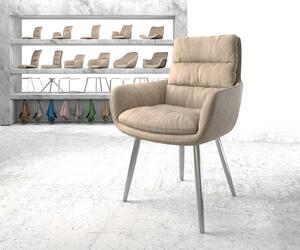 DELIFE Jídelní židle Abelia-Flex s područkou béžová vintage zaoblená podnož nerezová ocel