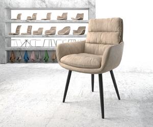 DELIFE Jídelní židle Abelia-Flex s područkou béžová vintage zaoblená podnož černá