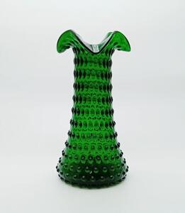 Sklárna Častolovice - Váza 32cm - Hobnail - Ananas - tmavě zelená