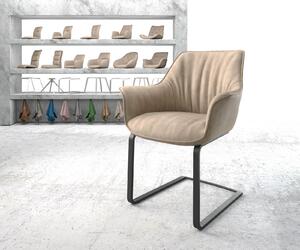 DELIFE Jídelní židle Keila-Flex s područkou béžová vintage konzolová podnož plochá černá