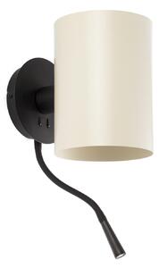 GUADALUPE nástěnná lampa, černá/béžová, se čtecí lampičkou - FARO