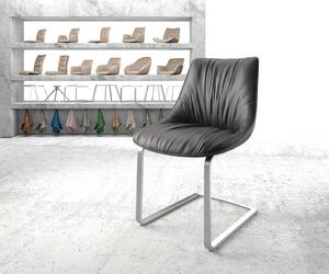 DELIFE Jídelní židle Elda-Flex pravá kůže černá konzolová podnož plochá nerezová ocel