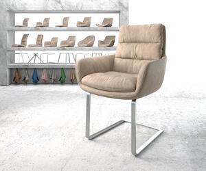 DELIFE Jídelní židle Abelia-Flex s područkou béžová vintage konzolová podnož plochá nerezová ocel