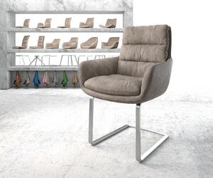 DELIFE Jídelní židle Abelia-Flex s područkou taupe vintage konzolová podnož ploché nerezové oceli