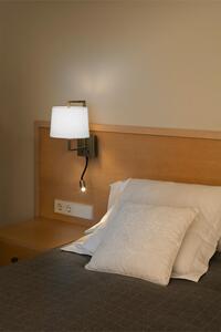 FRAME nástěnná lampa, starozlatá/bílá, se čtecí lampičkou - FARO
