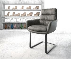DELIFE Jídelní židle Abelia-Flex s područkou šedá vintage konzolová podnož plochá černá