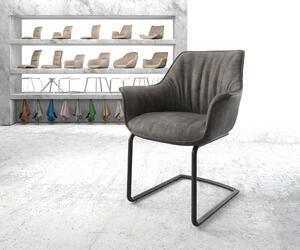 DELIFE Jídelní židle Keila-Flex s područkou antracitová vintage konzolová podnož kulatá černá