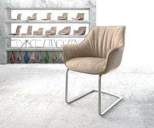 DELIFE Jídelní židle Keila-Flex s područkou béžová vintage konzolová kulatá nerezová ocel