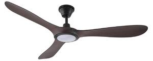 Venkovní stropní ventilátor Winrod s LED osvětlením, tmavé dřevo, IP66 – Lucande Lucande, Winrod, stmívatelné, Dřevo, Plast, Moderní