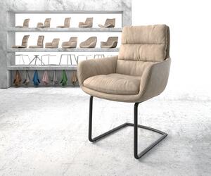 DELIFE Jídelní židle Abelia-Flex s područkou béžová vintage konzolová podnož kulatá černá