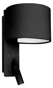 FOLD nástěnná lampa, černá, se čtecí lampičkou - FARO
