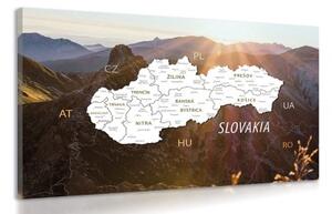 Obraz mapa Slovenska s pozadím hor - 90x60