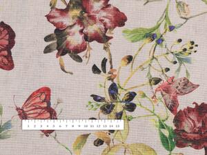 Biante Dekorační závěs PML-083 Květiny a motýli na béžovém 145x140 cm