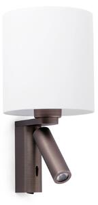 ROB SHADE nástěnná lampa, bronzová, se čtecí lampičkou - FARO