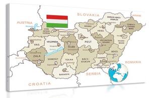 Obraz decentní béžová mapa Maďarska - 60x40