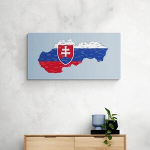 Obraz mapa Slovenska se státním znakem - 100x50