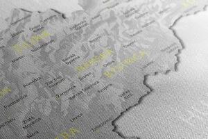Obraz decentní šedo-žlutá mapa Slovenska - 100x50