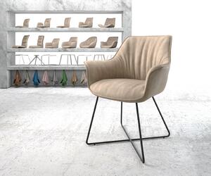 DELIFE Jídelní židle Keila-Flex s područkou béžová vintage podnož ve tvaru 