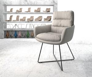 DELIFE Jídelní židle Abelia-Flex s loketními opěrkami plochá tkanina světle šedá X-černá podnož