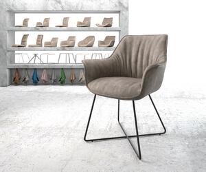 DELIFE Jídelní židle Keila-Flex s područkou taupe vintage podnož ve tvaru 