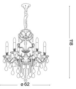 Ideal Lux - Křišťálový lustr na řetězu GIOCONDA 6xE14/40W/230V pr. 62 cm zlatá